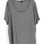 Talbots  Scoop Neck SS Stretch Striped Knit T-Shirt Black White‎ Size 2X 2XP Photo 0