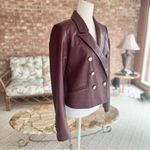 White House | Black Market WHBM Jacket NWT Faux Leather Double Breasted Windsor Wine Chic Glam Vegan Crop M Photo 13