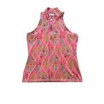 Spartina 449 Keira Queenie Topiary Pink Sleeveless Racer Back 1/4 Zip Top Small Photo 2