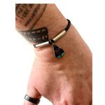 None Sterling Onyx Turquoise Coral Native American Bracelet, Vintage Zuni Signed Photo 6