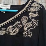 Dress Barn Black Embroidered Long Sleeve Blouse Size M Photo 4
