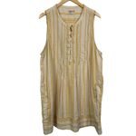 Faherty Isha Organic Cotton Stripe Tunic Dress Shirt Beige Yellow XXL Photo 1