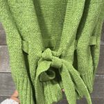 August Silk  green baby puff sleeved adjustable sweater cardigan size Large Photo 4