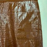Halogen x Atlantic Pacific A-Line Brown Patent Leather Mini Skirt Size XS Photo 3