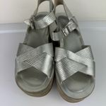 Kork-Ease  Ava Metallic Silver Wedge Sandals Sz 7 Strappy Leather Photo 13