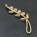 Vintage CC Signed Gold Electroplate Faux Jade Jadeite Pearl Leaf Brooch Photo 3
