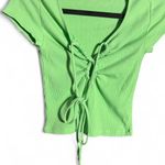 American Eagle  neon green size small crop top with front tie size small Photo 1