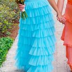 Lulus  Radiant Event Light Blue Mesh Tiered Backless Maxi Dress Photo 2