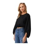 Pistola Ryan Bubble Hem Black Peasant Sleeve Cropped Blouse Medium NEW with Tags Photo 6