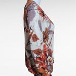 Coldwater Creek  Orange Purple Floral Linen Blend Cardigan Size Medium (10-12) Photo 2