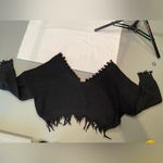 Zaful , Black Sweater,‎ Off the Shoulder, Cropped, Distressed, one Size. Photo 6