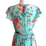 Kate & Lily Blue Pink Floral Chiffon Tie Belt Short Sleeve Maxi Dress Size 6 NEW Photo 4
