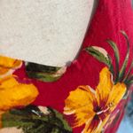 Erika Vintage  Linen Blend Sleeveless Red Floral Dress Sz  L Photo 2