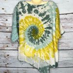 Kaktus NWT Size L Green & Yellow Tie Dye Chiffon Hemline Oversized Top Size L Photo 4