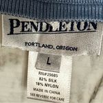 Pendleton Blue Silk Blend Long Sleeve Top Embroidered Floral Accent Cottagecore Photo 5