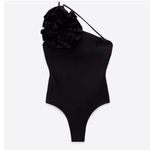 ZARA | NWT ASYMMETRICAL FLORAL ROSETTE SWIMSUIT ONE-PIECE IN BLACK XL Photo 3