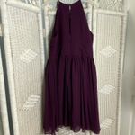 Azazie Halter Neck Sleeveless Midi Dress Purple Party Cocktail Evening A16 Photo 14