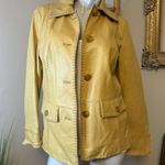 Marvin Richards VINTAGE Whip Stitch Leather Jacket Yellow Cream Beige Medium Photo 0