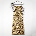 Rejina Pyo NEW  Amelia Off The Shoulder Tiger Animal Print Satin Midi Slip Dress  Photo 0