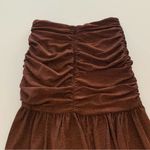 NICHOLAS Jayde Metallic Ruched Pleated Front Hem Slit Bronze Umber Skirt Size 4 Photo 7
