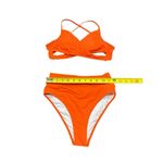 Victoria's Secret Victorias Secret PINK Swim Suit S Wrap Bikini Top + High Waist V Bottom Orange Photo 2
