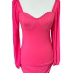 SheIn  Ruched Sparkly Hot Pink Sweetheart Bodycon Dress Women's Size S (4) Barbie Photo 0