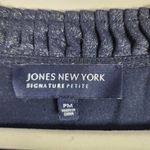 Jones New York  Navy Silver Peplum Top Glittery Long Sleeve Pullover Size MP Photo 1