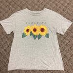 Awake Sunshine Sunflowers Raw Rolled Edge Gray Tee Size Medium Photo 0