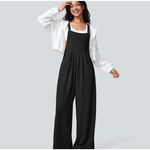 Halara  Pockets Waffle Casual Overalls jumpsuit in black. Size M. Photo 1