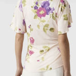 Ralph Lauren Lauren Black Label Linen Blend Pink Floral Flutter Sleeve Sz Small Photo 0