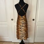 ANIMAL PRINT CAMI MIDI CRISSCROSS BACK SUMMER DRESS Tan Photo 1