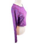 BP Plaid Mesh Lettuce Hem Sheer Long Sleeve Y2K Fairy Grunge Women's Medium‎ Purple Photo 2