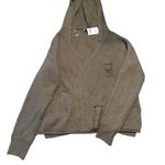 Charlotte Russe Olive Distressed Knit Hoodie Photo 2