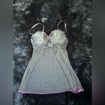 Black Lace Babydoll Lingerie with Pink Bow Accents Photo 4