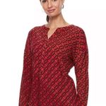 Dana Buchman Pullover Geometric Pattern Blouse- Red- Size L Photo 0