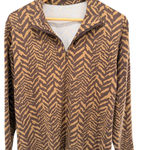 J. McLaughlin  Catalina Cloth Quarter Zip Pullover XL Brown Tan Zebra Print Top Photo 0