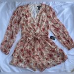 EXPRESS  Pink and Cream Floral Romper Photo 7