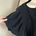 Free People  Black Puff Sleeve Tunic Blouse Photo 3