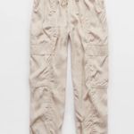 Aerie  satin cargo joggers in nude/ blush color size M Photo 2