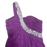 Prom Formal Dress Purple One Shoulder Long Embellished Beaded Cocktail Size S Photo 9
