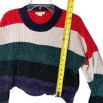 Luv Lane  Sweater Womens Medium Multicolor Striped Cropped Chunky Knit Crewneck Photo 7