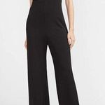 EXPRESS black pieced satin strapless bow tie back wide leg jumpsuit XS new nwt Photo 0
