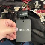 NICHOLAS Floral Cascade Ruched Silk‎ Mini Dress Black Burgundy Size 4 Photo 10