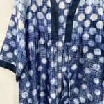 Oscar de la Renta  Pink Label Blue Polka Dot Batik Print Caftan Coverup Robe Photo 6