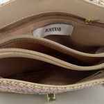 JustFab  Women's Multicolor Rainbow Striped Raffia Crossbody Shoulder Handbag OS Photo 4