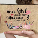 Makeup Lover's Burlap Cosmetic Bag Tan Photo 0
