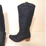Black Studded Western Boots Women Cowboy Style Mid Calf Pull On Size 8 Photo 7