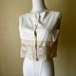 Vintage 1960s Polly Hornburg White Lace Trim Crop Top Vest Small Boho Tank Photo 7