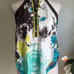 XOXO Floral Halter Neck BlouseBlack White Teal, Yellow button down small Y2K Photo 0