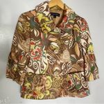 Lafayette 148 Floral Print Cropped Ruffle Jacket 6 Brown Photo 0